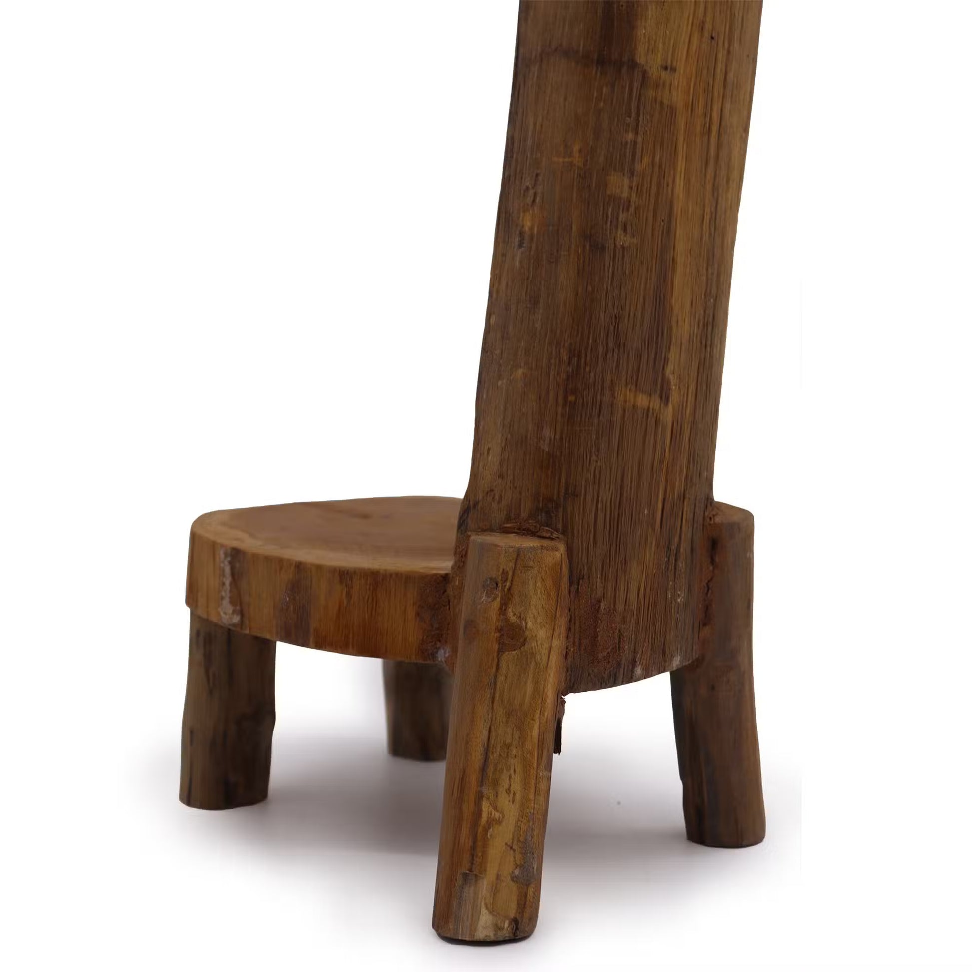 Handmade Teak Log Stand: Rustic 3-Shelf Display