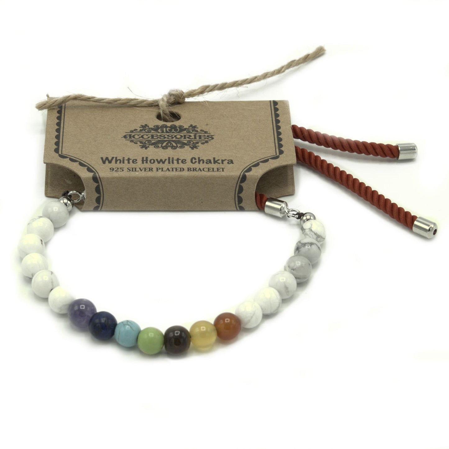 White Howlite Chakra Bracelet: Chakra Balancing - 925 Silver Plated