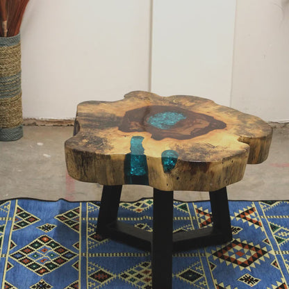 Handmade Tamarind & Aqua Resin Coffee Table