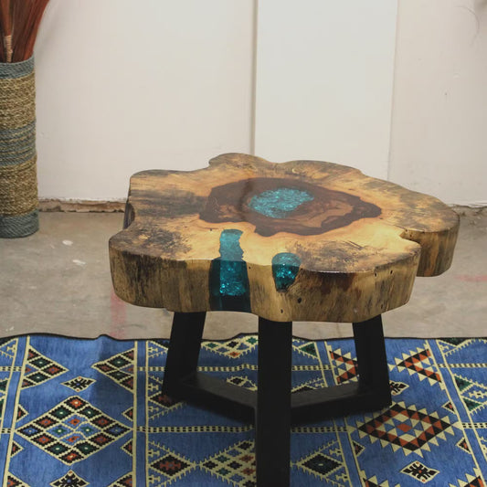 Handmade Tamarind & Aqua Resin Coffee Table