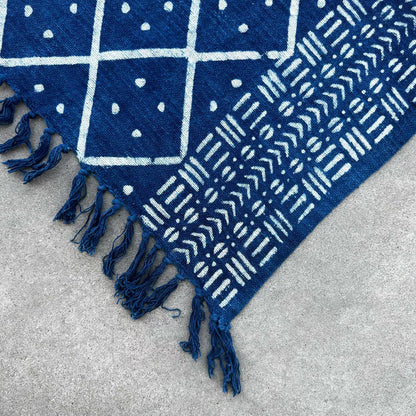 Handmade Indigo Throw: Midnight Heerak Elegance - 170x120cm