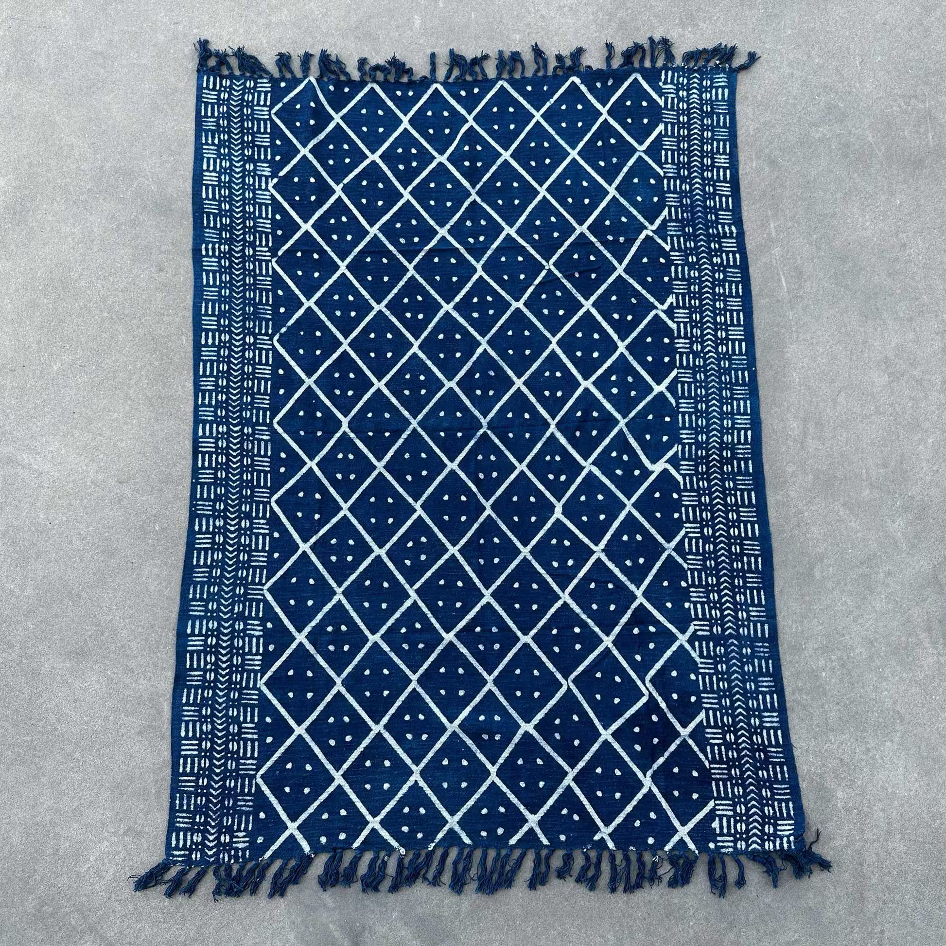 Handmade Indigo Throw: Midnight Heerak Elegance - 170x120cm