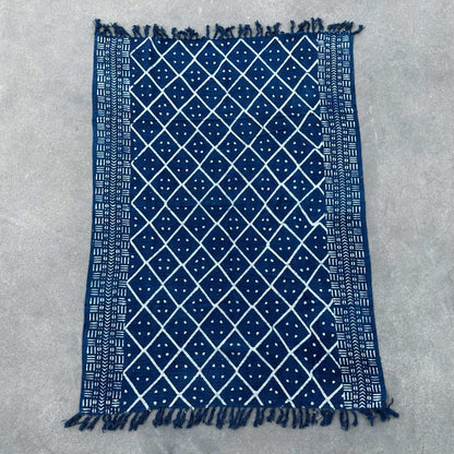 Handmade Indigo Throw: Midnight Heerak Elegance - 170x120cm