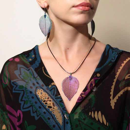 Real Leaf Necklace - Multicoloured