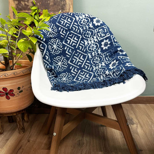 Handmade Indigo Throw: Desi Stripes - 170x120cm