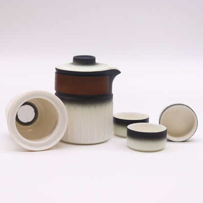 Travel Ceramic Teapot: Portable Tea Set - 3 Cups