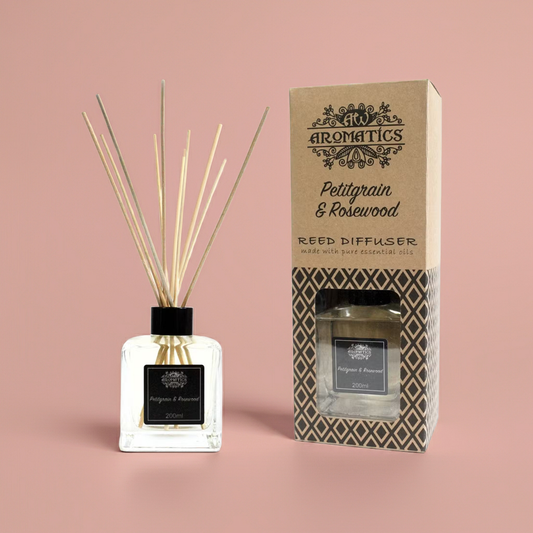 Essential Oil Reed Diffuser: Petitgrain & Rosewood - 200ml