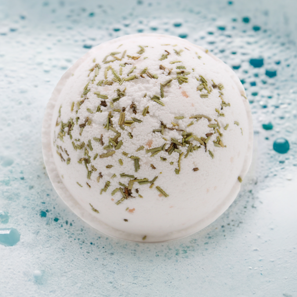 Rosemary, Clary Sage & Olive Oil Himalayan Salt Bath Bomb - 180g - Bath & Soak