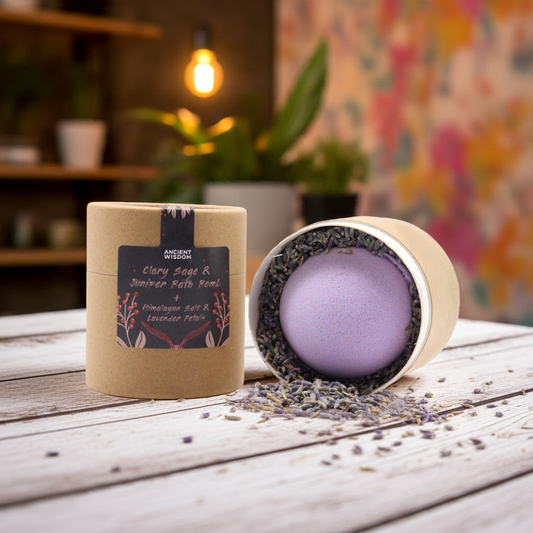 Clary Sage & Juniper Bath Bomb With Aromatherapy Bath Salts - Bath & Soak