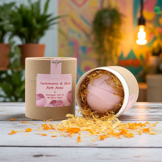 Frankincense & Rose Bath Bomb With Aromatherapy Bath Salts - Bath & Soak
