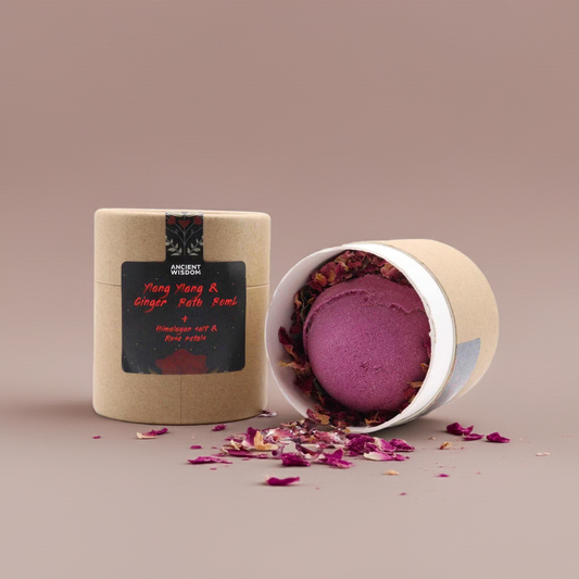 Ylang Ylang & Ginger Bath Bomb: Bath Salts + Rose Petals