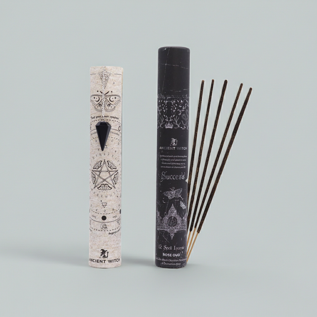 12 Spell Incense: Success - Black Obsidian Pendulum