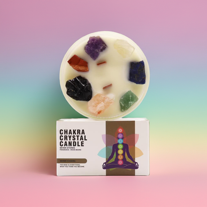 Seven Chakra Crystal Candle - With All Seven Chakra Crystals