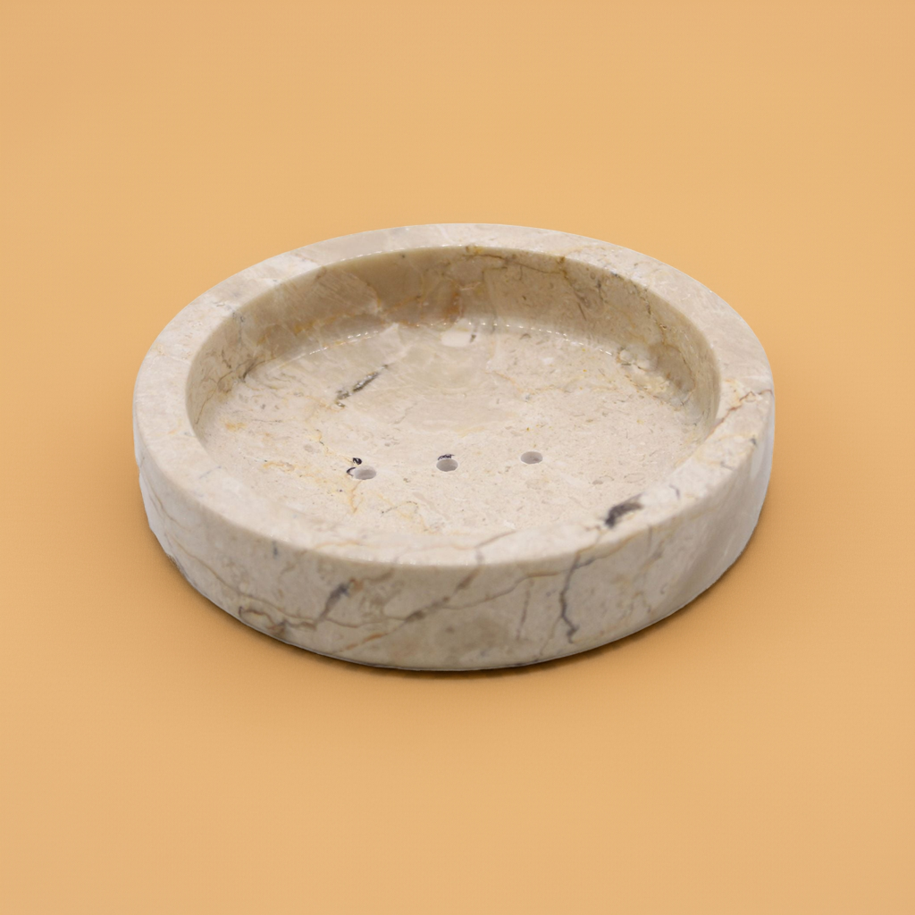 Round Honey Marble Flat Soap Dish
