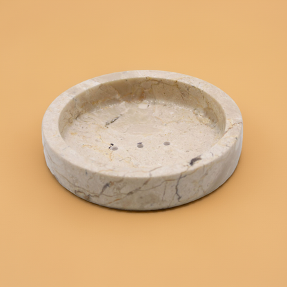 Round Honey Marble Flat Soap Dish