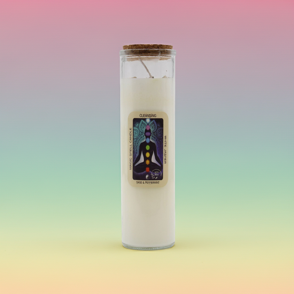 Magic Spell Candle: Cleansing - White Jasper