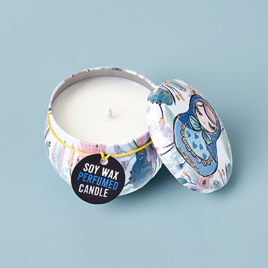 Art Tin Scented Candle: Vanilla, Musk, Patchouli & Jasmine