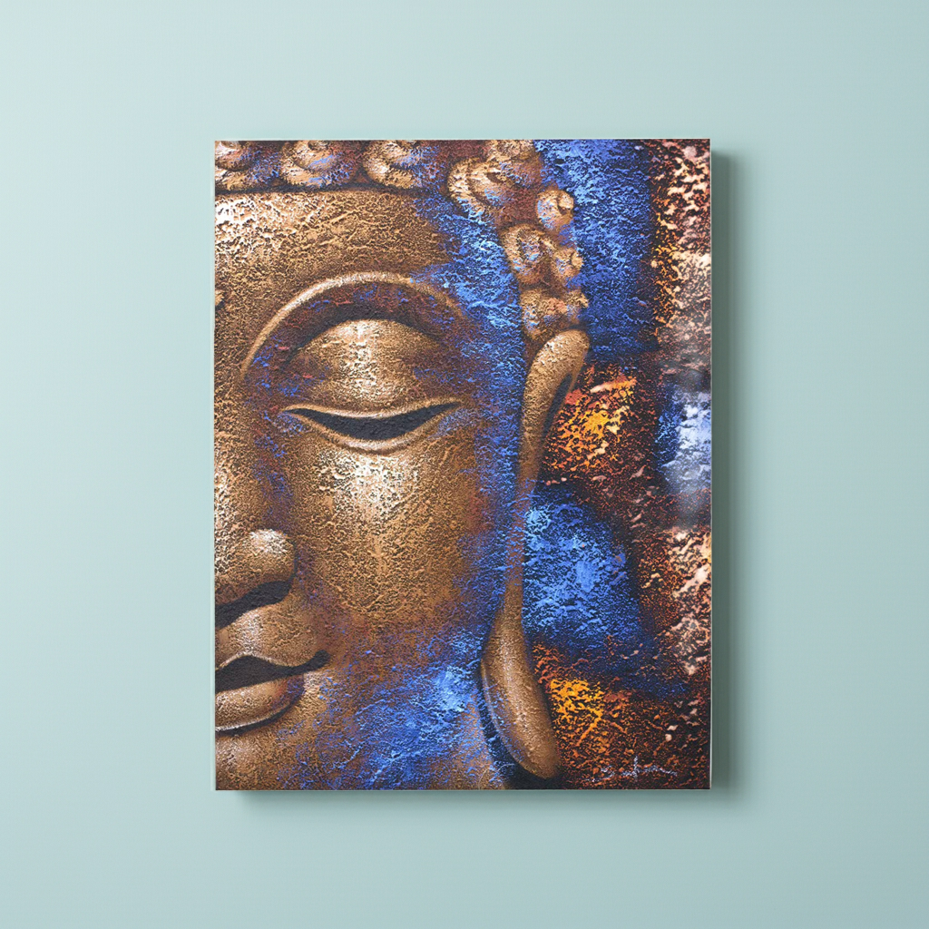 Buddha Painting: Copper Face Art - 80x60cm