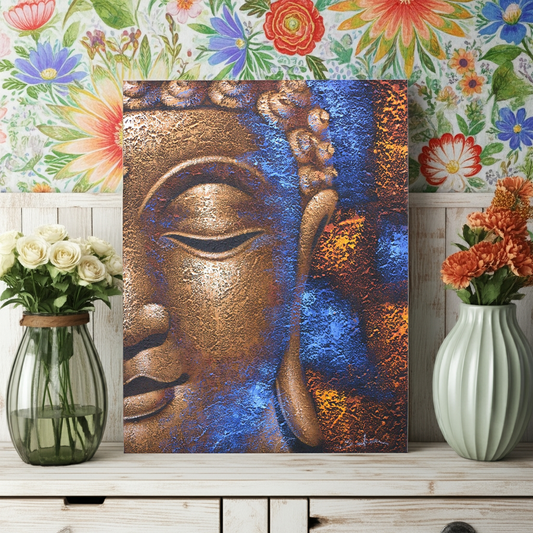 Buddha Painting: Copper Face Art - 80x60cm