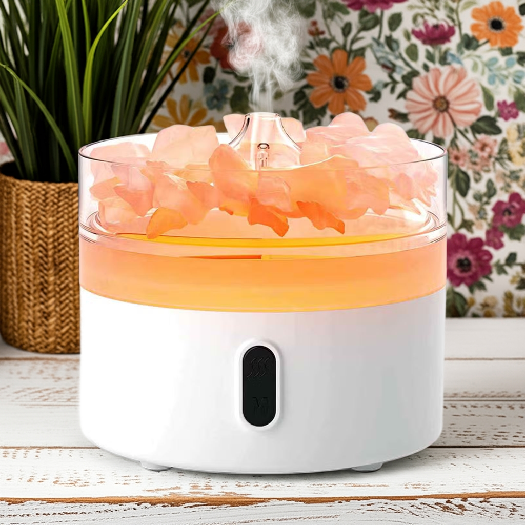 Himalayan Salt Diffuser: Flame Effect Night Light