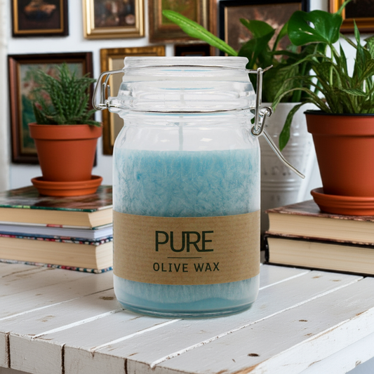 Pure Olive Wax Candle - Turquoise - Bath & Soak