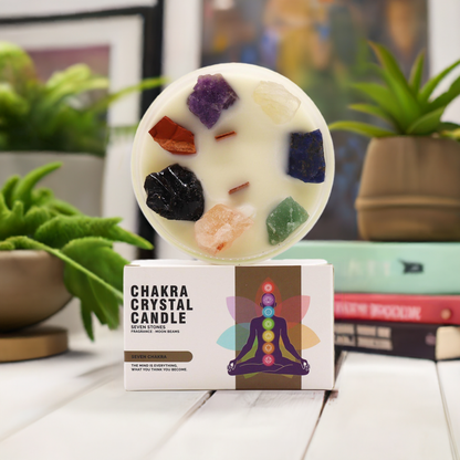 Seven Chakra Crystal Candle - With All Seven Chakra Crystals - Bath & Soak