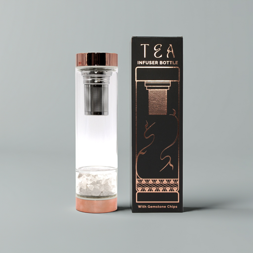 Crystal Glass Tea Infuser Bottle: Rock Quartz - 500ml