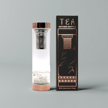 Crystal Glass Tea Infuser Bottle: Rock Quartz - 500ml