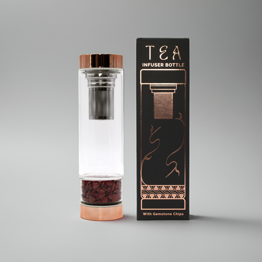 Crystal Glass Tea Infuser Bottle: Red Jasper - 500ml