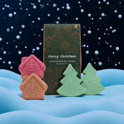 Christmas Bath Bomb Gift Pack: Gingerbread Town