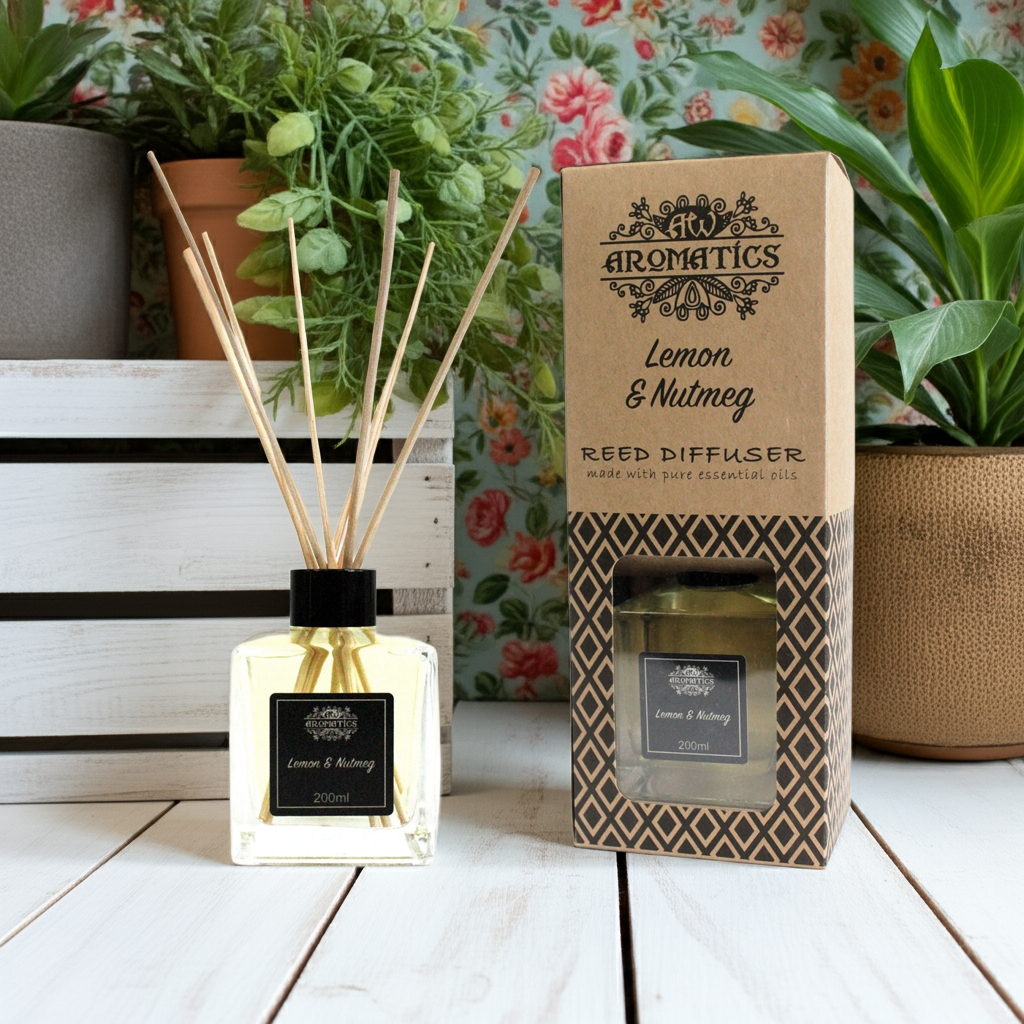 Lemon & Nutmeg Reed Diffuser: Uplifting Aroma - 200ml